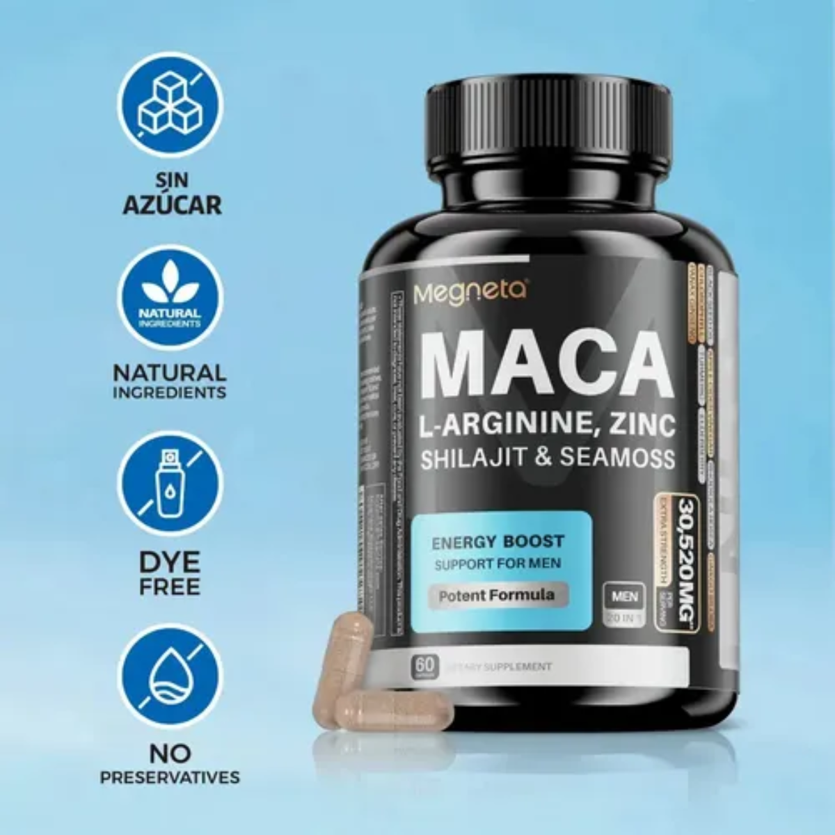 Megneta Suplemento Para Hombres Con Maca Y L-arginina